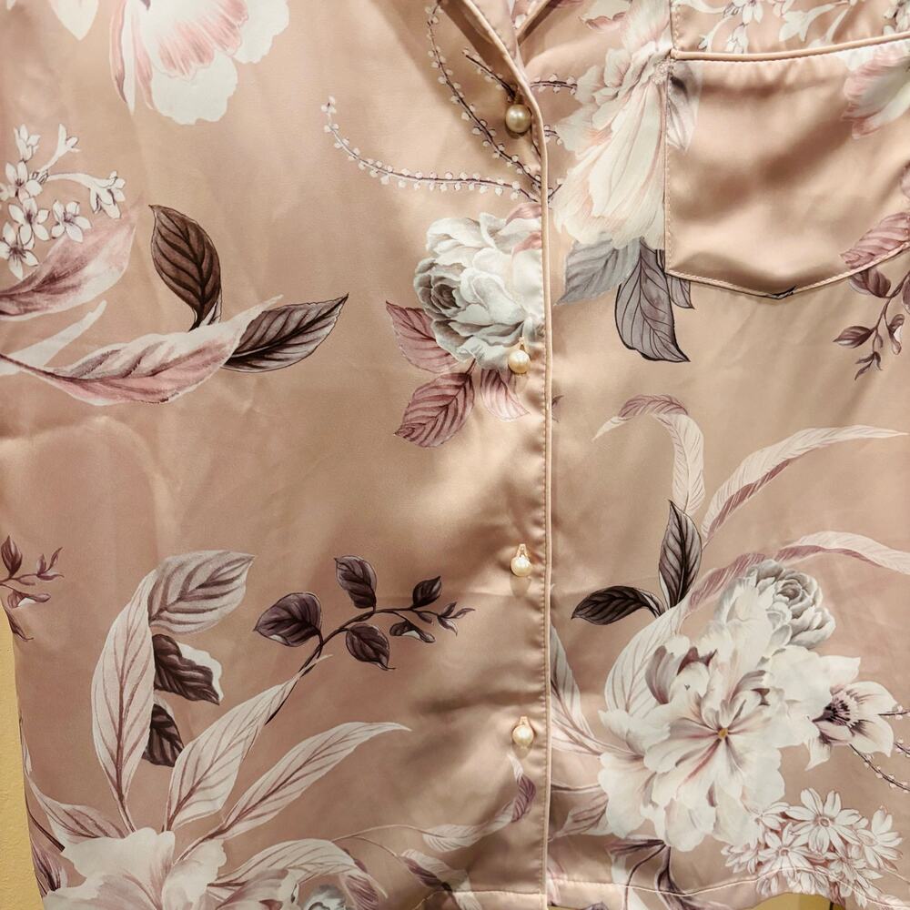 MJ x Le Rose “Sasha Parisian Fleur” Satin Sleep Set Bridal Boutique size Small - Picture 5 of 11